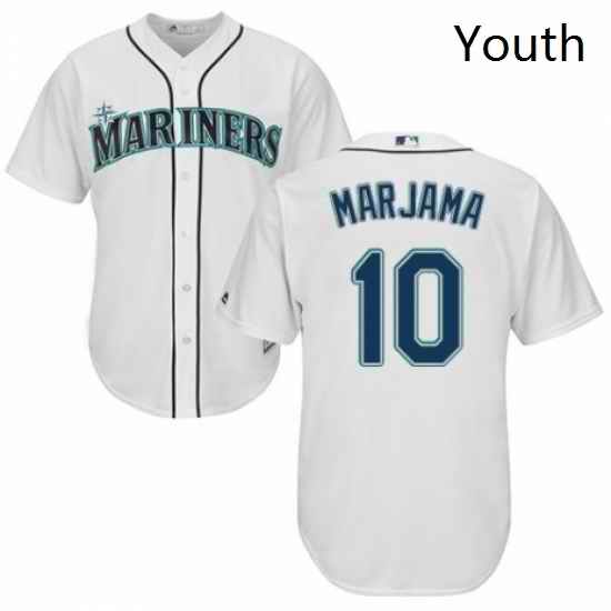 Youth Majestic Seattle Mariners 10 Mike Marjama Replica White Home Cool Base MLB Jersey